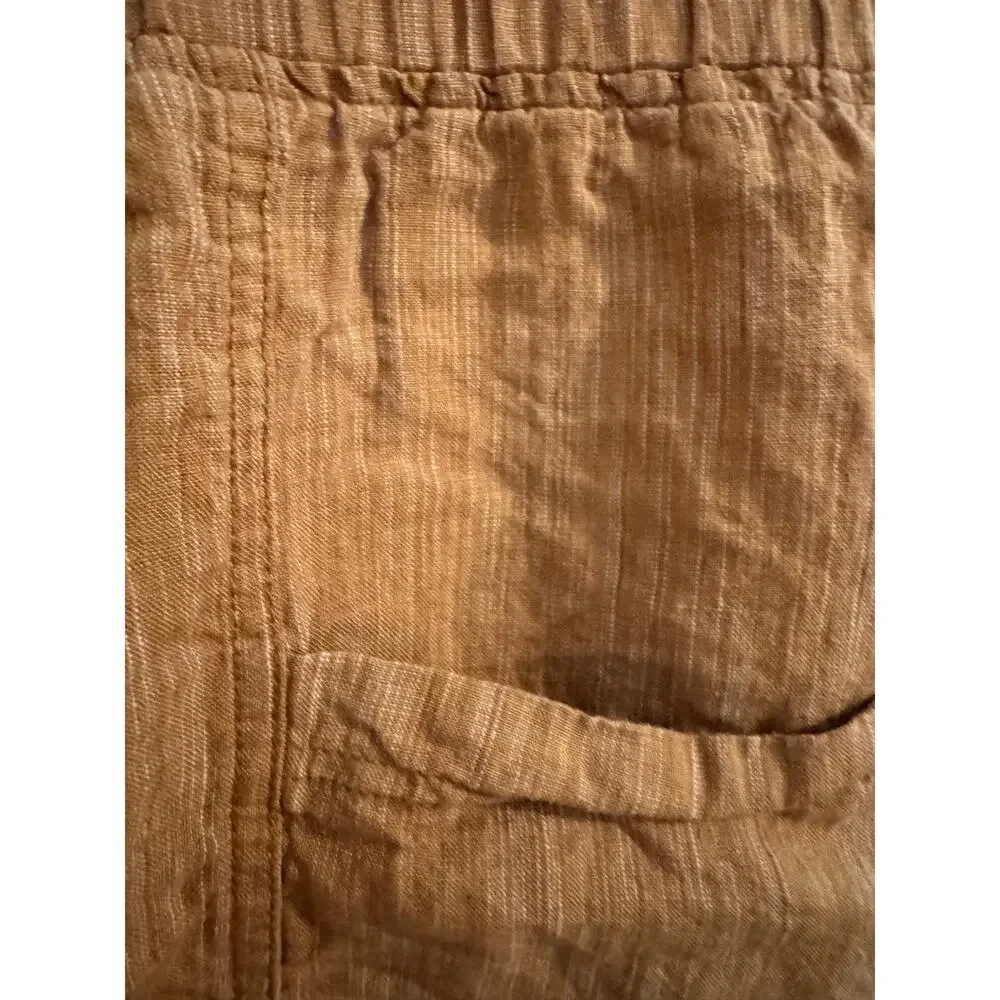 Athleta New Cabo Linen Textured 4" Shorts Drawstring Light Brown Size 16 - Picture 8 of 9